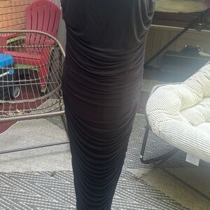 Venus long rushed black dress.